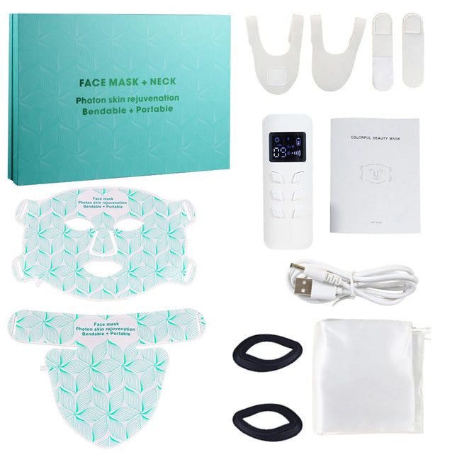 8 Colors Facial LED Mask with Neck Red Light Near Infrared Therapy Beauty Mask Anti Aging Skin Rejuvenation Lifting Tighten