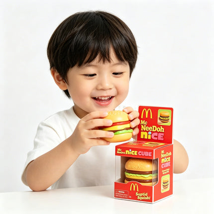 New Schylling NeeDoh Burger Cube Squishy Fidget Toy, Calms Mood & Provides Sensory Relief, Eases Anxiety, Non-toxic & Safe