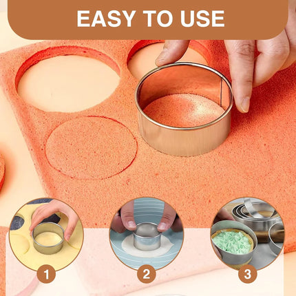 6PCS Stainless Steel Round Cookie Mold DIY Biscuit Cutter Dumpling Skin Cutting Mould Pastry Cake Baking Tool Kitchen Gadget