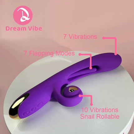3 in 1  Snail Vibrator Flapping Tapping Tongue Flexiable Snail Penetration G Spot & Clitorial Sex Toy for Women Pleasure 18+ Toy