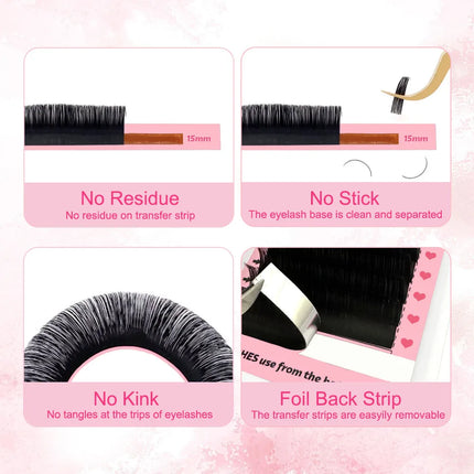 JYJLASHES Cashmere Lash Extensions Super Matte Black Classic Lash Extensions Individual Eyelashes for Professional Mink Lashes