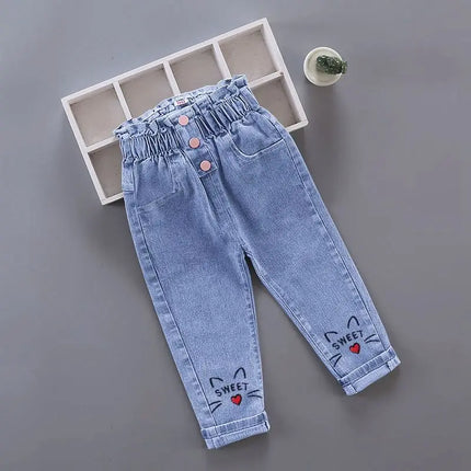 Girls' Pants Kids' Clothes Children's Jeans Cowboy Denim Pants Spring Autumn Fashion Clothing Streetwear Casual Harajuku