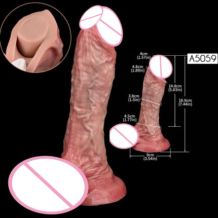 SXXY Skin Texture Lifelike Double Layer Silicone Dildo Elastic Soft Anal Plug Vaginal Anus Stimulator Dual Layer Penis Sex Toys