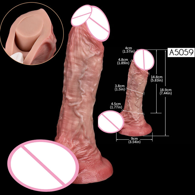 SXXY Skin Texture Lifelike Double Layer Silicone Dildo Elastic Soft Anal Plug Vaginal Anus Stimulator Dual Layer Penis Sex Toys