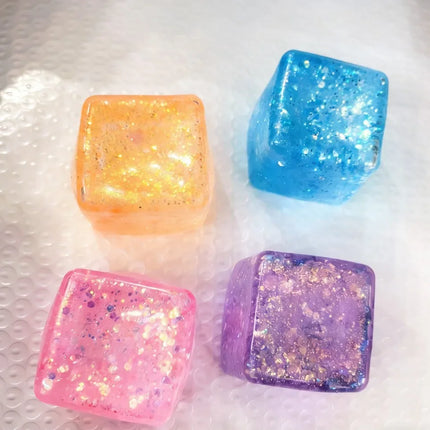 5CM Ice Cube Shaped Fidget Toy Square Stress Relief Ball Squishy Squeeze Anxiety Maltose Stress Relief Sensory Adults Toys