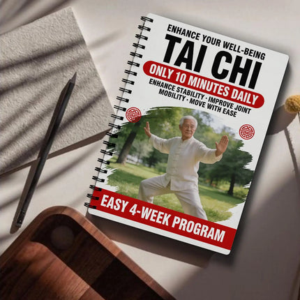 Tai Chi Practice Book for Seniors & Beginners Spiral-Bound Martial Arts Exercise Manual with Progressive Daily Workout Pages