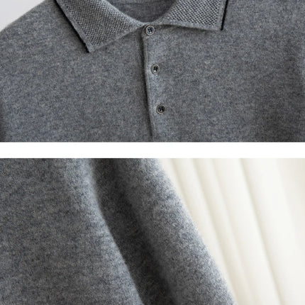 100% Merino Wool T-shirt Men's POLO Collar Short Sleeve Pullover 2025 Spring/Autumn New Fashion Knit Business Casual Sweater Tee
