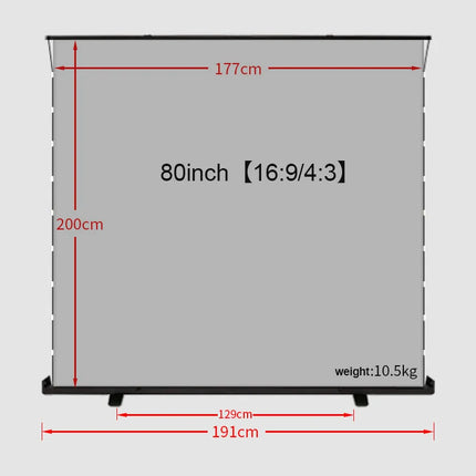Portable Floor Pull-Up Tab Tension Screen Metal Silver ALR Material 3D Ready Projector Screen for Home Theater & Outdoor Use