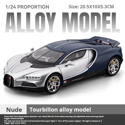 Alloy Model Bugatti tourbillon 24 Scale Diecast car Model Toy with Sound &Light Pull Back Boys Gift collectible ornaments