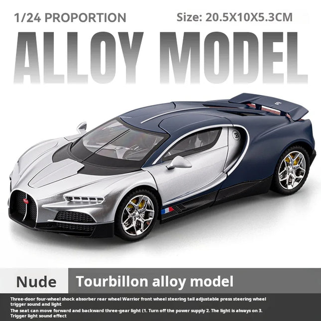 Alloy Model Bugatti tourbillon 24 Scale Diecast car Model Toy with Sound &Light Pull Back Boys Gift collectible ornaments