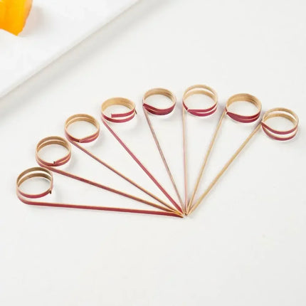 100Pcs Barbeque Bar Tool Kitchen Bar Cocktail Picks Disposable Bamboo Knot Skewers Fruit Forks Stick Household Party Decoration