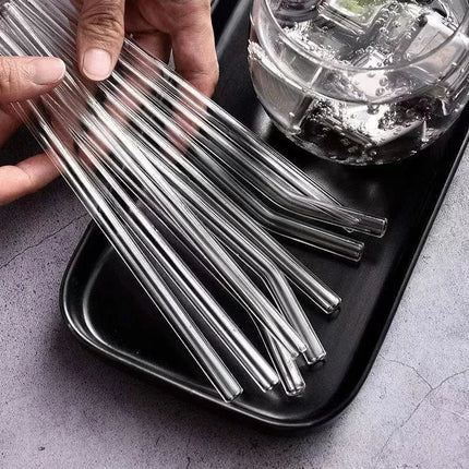 1-10Pcs Reusable Smoothie Glass Straw, Clear Drinking Straws for Smoothie Milkshakes Environmentally Friendly Drinkware Straw