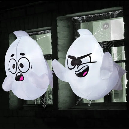 2 Pack 2.6 FT Tall Window Ghost Halloween Inflatable Ghost with Build-in LED  Blow Up Inflatable Scary Flying Ghost Broke Out from Window for Halloween Outdoor, Yard, Garden, Lawn Decoration