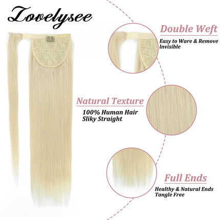 Straight Ponytail Extensions 200 Grams Wrap Around Clip In Ponytail Brazilian Remy Human Hair Extension For Women 18 to 28 Inch