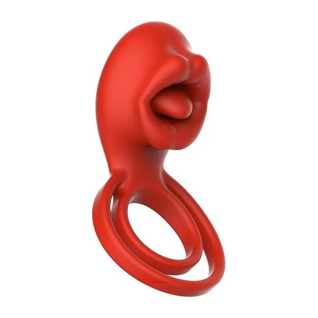 Vibrating Cock Ring Clitoral Stimulator With Tongue Licking 4-in-1 Penis Ring Vibrator 9 Modes Couples Sex Toy For Unisex