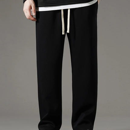 Spring Autumn Men Sweatpants Korean Fashion Sportswear Drawstring Wide Leg Straight Track Pants Cotton Casual Loose Trousers