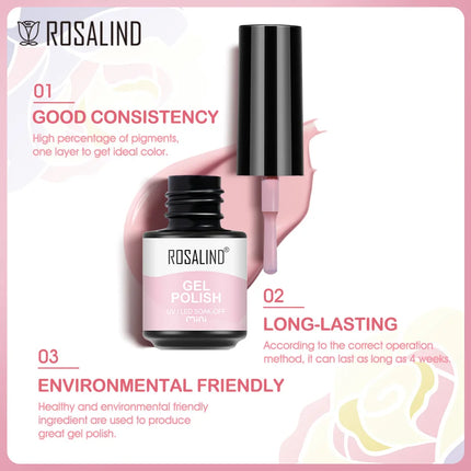 ROSALIND Shiny Gel Nail Polish Soak Off Gel Varnishes Nail Art Semi Permanent UV Glitter Nail Gel Polish Base Top Coat Enamel