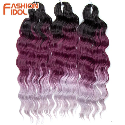 Anna 24 Inch Hair Synthetic Deep Wave Braiding Hair Extensions Braid Hair Ombre Rainbow Red Orange Twist Crochet Curly Hair