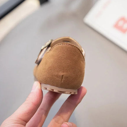 Boys Girls Flat Shoes Retro Non-slip Sweet Kids Moccasins Soft Sole 2024 New Fashion Children Leather Shoes Hook&loop Elegant
