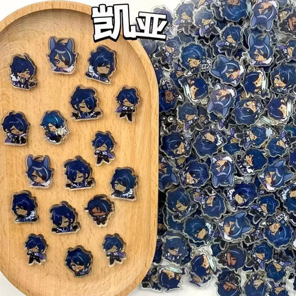 Game Impact Focalors Forina 20Pcs 2cm Patch Keychain Hair Tie Refrigerator Sticker Phone Case DIY Accessories Acrylic Sheets