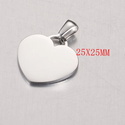 20pcs Heart 304 Stainless Steel Stamping Blank Tag Pendants Charms With Snap on Bails For Necklace Jewelry Making Gift