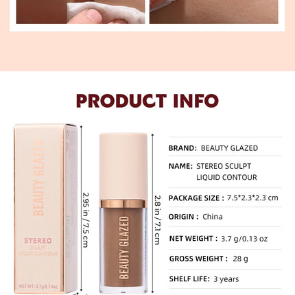 BEAUTY GLAZED Liquid Contour Natural Weightless Long-wearing Smudgeproof Bronzer Face Cosmetics
