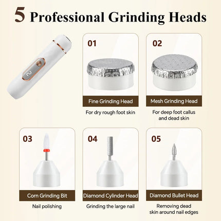 2 In 1 Electric Manicure Pedicure Kit & Foot Callus Remover Rechargeable Nail Drill Machine Toenail Grinder Foot Care Tools