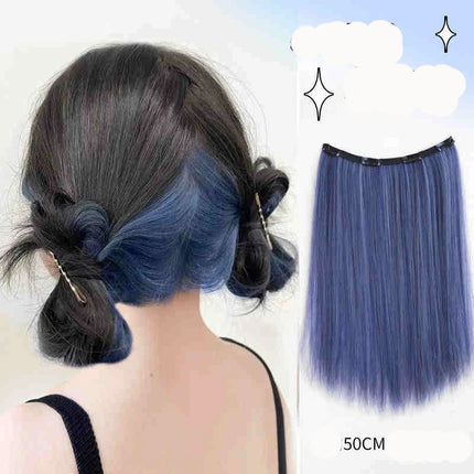 V-shaped one-piece synthetic 4 Clip In Hair Extensions Long Straight Hairstyle Hairpiece Colour 50CM Natural Fake Hair