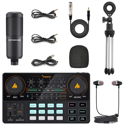 MaonoCaster AM200-S1 Audio Interface Podcast Studio Sound Card Kit with Microphone for Live Streaming Recording Youtube PC\Phone