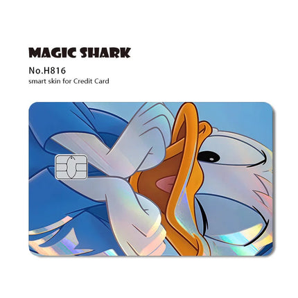 Magic Shark Mickey Minnie Stitch Donald Duck Bear Princess Holographic Film Shinny Laser Skin Sticker for Debit Credit Card
