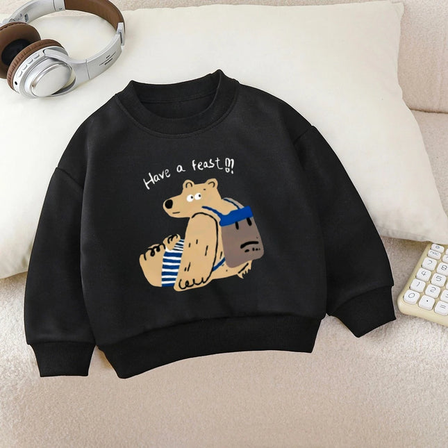 Autumn Boys And Girls Bear Sweatshirt Have a Reast Pattern Pullover Casual Outfit Pullover High Quality Baby Costume Toddler Top