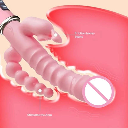 Double Rod Sex Toy For Rabbit G Spot Dildo Vibrator Clitoris Stimulator Penis Anal Double Penetration Tongue Licking Women Adult