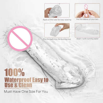 Penis Sleeve Extender Adult Sex Toy Cock Sleeve 3 Sizes Pennis Extender Penis Extension Time Sex Toy Pleasure Tools Couples
