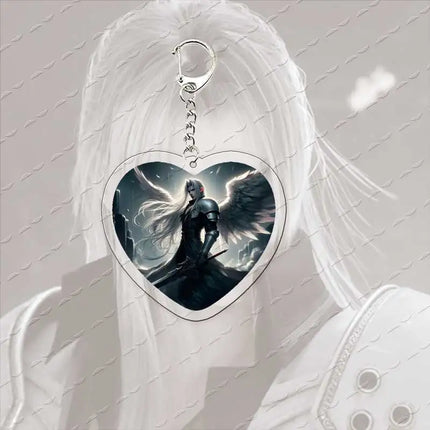 Acrylic Hot Game Sephiroth Keychain Bag Charms Heart Sephiroth Keyrings Pendant Accessories Gamer Fans Gifts