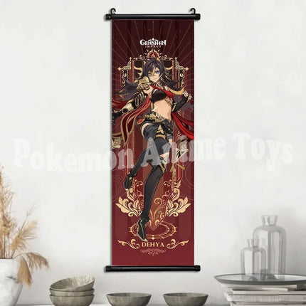 Genshin Impact Poster Anime Hot Games Wall Artwork Hutao Klee Vendi Canvas Painting Print Hanging Scroll Home Decoration Gift