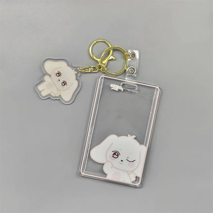2-Pieces Pendant Kpop ATEEZ Keychain Acrylic Card Holder Photocard Sleeves Pendant Keyring Hongjoong Seonghwa Yunho San Mingi