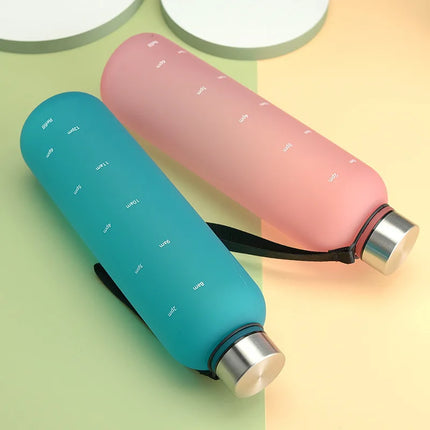 1L Water Bottles for Girls Kids Leakproof Gym Fitness Sports Bottle for Outdoor Travel, Camping Frosted Plastic Drinking Bottle