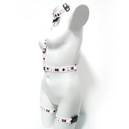 Spade Pattern Flirtatious Collar Waist-Integrated Collar Body Harness SM Gear Adult Sex Toys for Couples Extreme Sex Games 18+