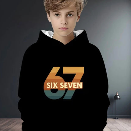 Fun Six Seven 6 7 Meme Design Hoodie for Kids Chaotic Humor Y2k Game Saying Tee Novelty Gift Boys Top Fashion Children's Clothes