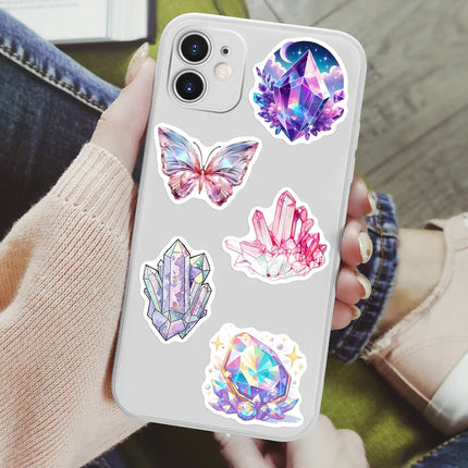 Aesthetic Mystery Crystal Sticker Art DIY Toy Gift Decorative Decal for Scrapbook Junk Journals Laptop Luggage Bottle Waterproof