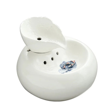 Pet Cat Fountain Ceramic Automatic Water Fountain Indoor Bowls for Cat Drinker Leaf Dispenser Circulating Filter Active Spring