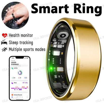 New R09 Smart Ring Men Women with Charging Case,Heart Rate Blood Oxygen,Skin Temperature Monitor,5ATM Waterproof For Android IOS
