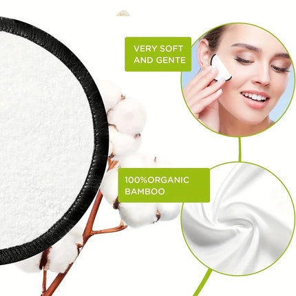 16PCS Reusable Face Makeup Remover Pads Facial Cleaning Face Towel Washable Face Round Fashionable Metal Box for All Skin Type
