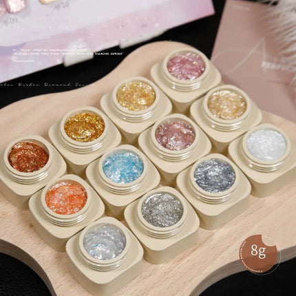 Colorful Nail Gel Holographic Opal Glitter Polish Multi-Color Sparkle Gel for Nail Art Professional Salon Gel with Diamond Shine