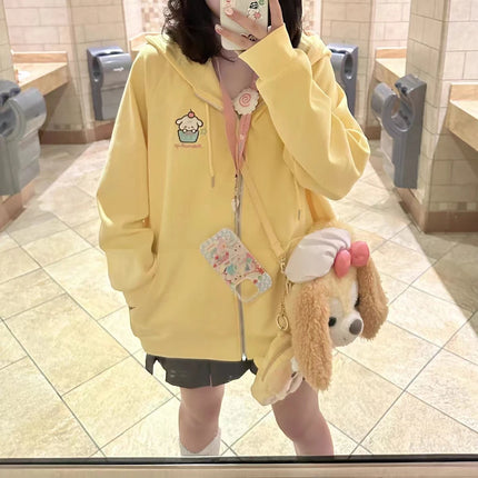 Kawaii Y2k Women Zip Up Vintage Gothic Streetwear Skeleton Print Hoodies 90s Harajuku Oversized Hip Hop Jacket Hoodie Clothes