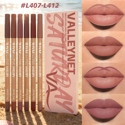 6Pcs Lipliner Set Ultra Fine Wood Lip Liner Set - Velvety Silky Waterproof Matte Long-Lasting 18 Colors Lip Makeup