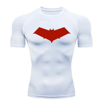 Summer Casual Run Compression T-Shirt Men Tops Bat Print Quick-Dry Fitness Gym Sportswear MMA Rashguard Jersey Workout Tee Male