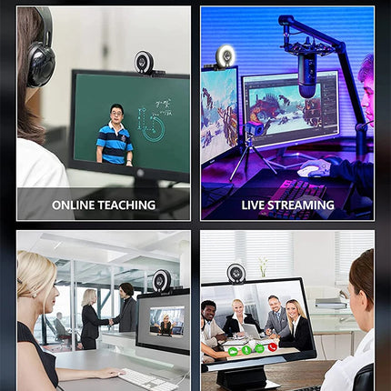 4K Webcam Full HD 2K Mini Camera with Fill Light Laptop PC Computer Live Broadcast Camera Video Web Camera Microphone Webcast