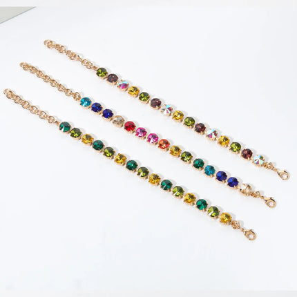 New Design Hot Deal Crystal Charms Bracelets For Women Claw Drill Set Colorful Crystal Bracelets Lobster Clasp  Link Chain