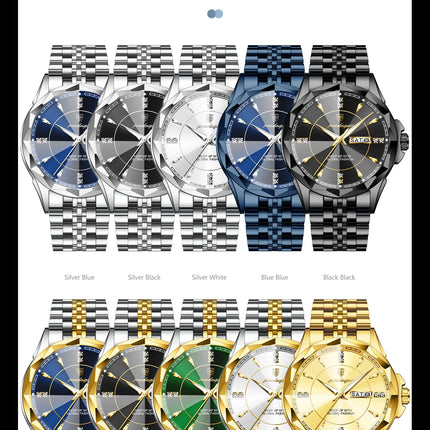 POEDAGAR Luxury Man Clock Business Waterproof Luminous Date Week Watches For Men Quartz Stainless Steel Fashion Men's Wristwatch
